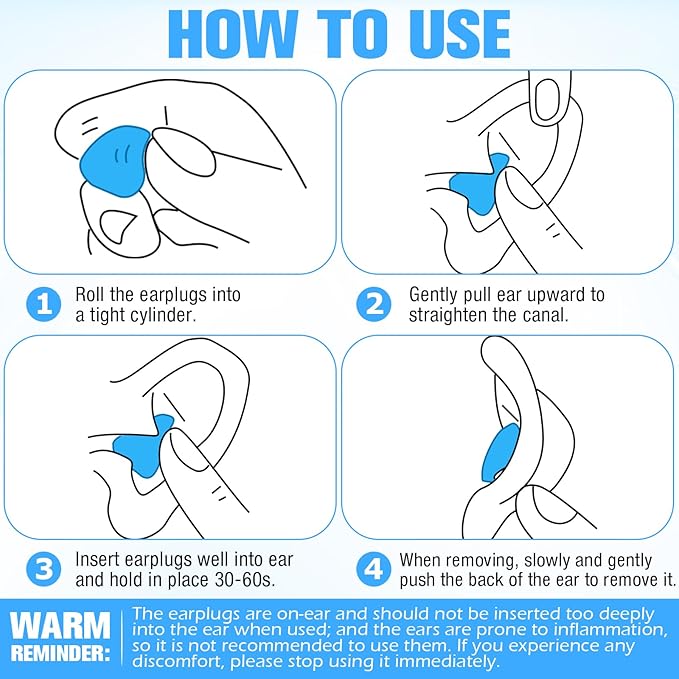 Frienda 21 Pairs Ear Plugs for Sleeping Reusable Moldable Silicone Earplugs Soft Noise Cancelling Earplugs Sound Blocking Ear Plugs with Case for Swimming Concert 32dB NRR (Blue)