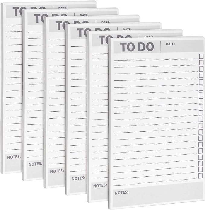 Paper Junkie To Do List Notepad - 8.5 x 5.5 in, White, 6-Pack - Office Desk Pad for Daily Reminder Checklist - Easy-Tear Sheets for Daily Task Planning