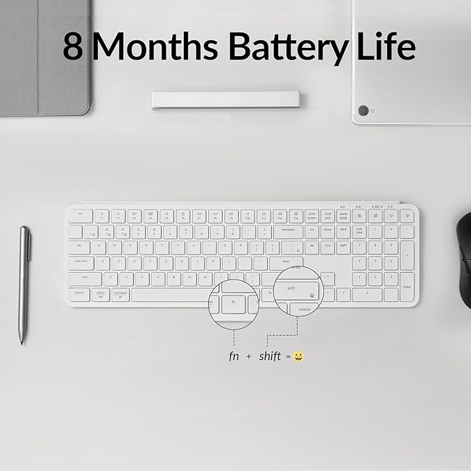 Keychron B6 Pro Ultra-Thin Wireless Keyboard, Full-Size ZMK with Numeric Keypad Quiet Typing, 2.4 GHz/Bluetooth 5.2/Wired Connection Long Battery Life, Compatible with Mac Windows Linux - Ivory White