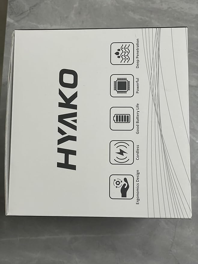 HYAKO F1 4-Heads Handheld Electric Deep Tissue Body Massager – Portable Orbital Professional Muscle Massager Tool for Easing Shoulder and Back Tension and Chiropractic Tool for Myofascial Release