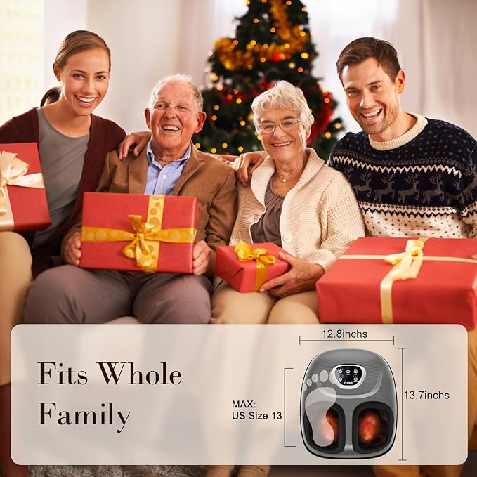 Foot Massager with Heat, FSA HSA Eligible Shiatsu Foot Massager Machine for Plantar Fasciitis, Adjustable Vibration & Pressure for Neuropathy Pain, Women Men Gifts, Fits Up to 12"(Gray)