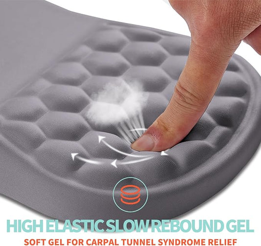 Ergonomic Mouse Pad Wrist Support with Memory Foam Massage Bulge, Carpal Tunnel Pain Relief Mousepad Wrist Rest for Mouse(12x8 inch, Silver Gray Light Purple)