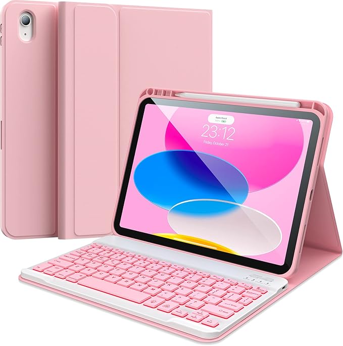 Keyboard Case for iPad Air 13 inch (M3 2025/M2, 2024),iPad Pro 12.9 inch (3/4/5/6th Gen) Magic Magnetic Backlit Keyboard Case with Multi-Touch Trackpad- Easy-Set Floating Cantilever Stand (light pink)