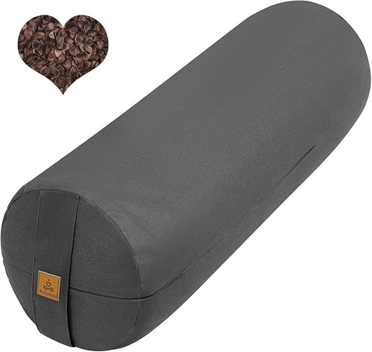 Organic Buckwheat Bolster(24X9 in) Yoga Bolster Supportive Yoga Cushion for Restorative Yoga Accessories Meditation Pillow Reading Pillow Floor Pillow Large Round Cylinder