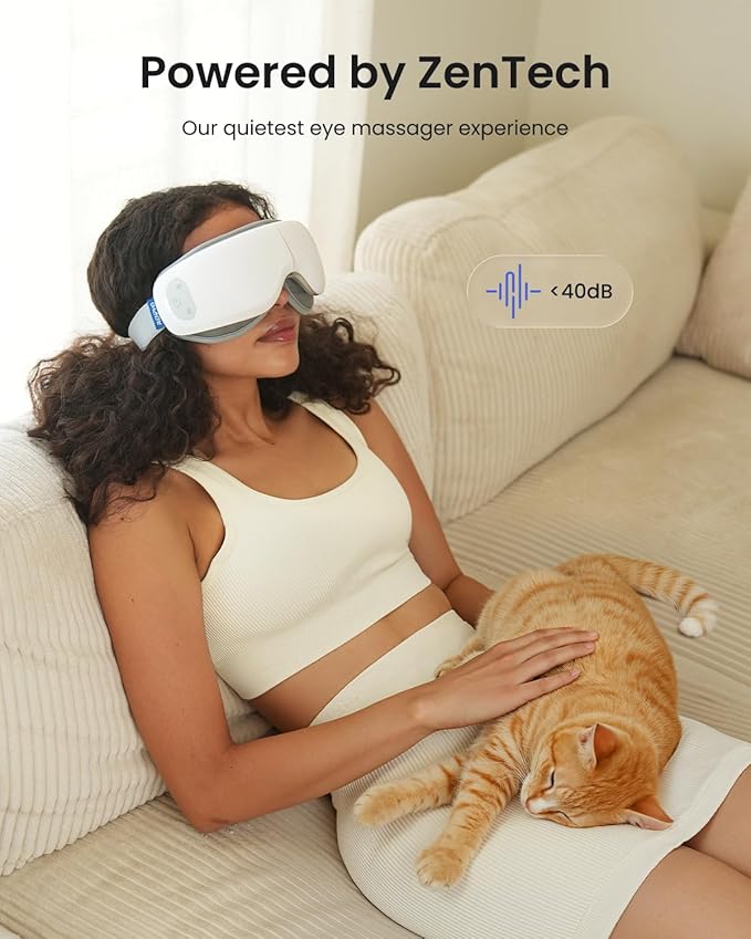 RENPHO Eyeris Zen Ultra-Quiet Eye Massager with Heat，Lightweight Heated Eye Mask for Migraines, Face Massager for Dry Eyes Relief, Birthday Gifts for Women Men