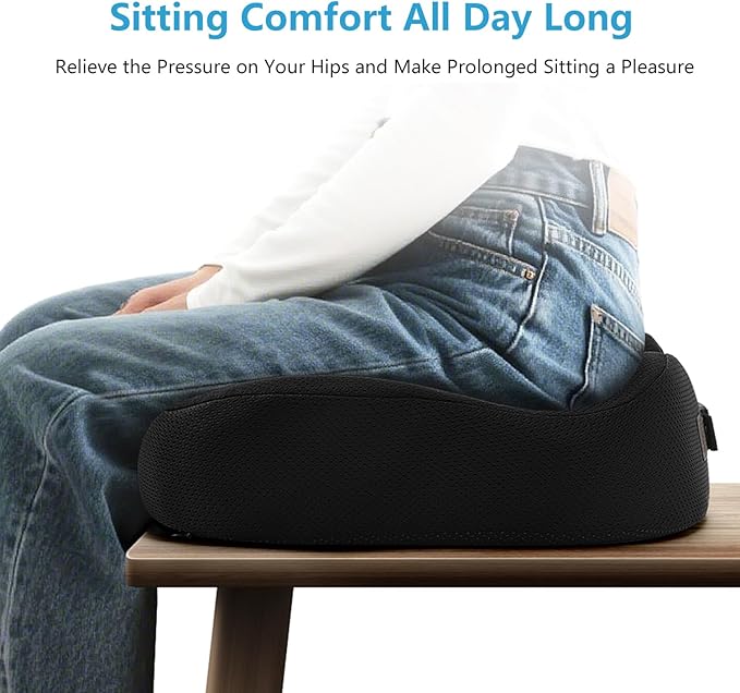 Orthopedic Memory Foam Seat Cushion - Donut Pillow for Tailbone Pain Relief, Sciatica, Hemorrhoids & Postpartum - Office Chair, Car & Home Cushion for Back & Coccyx Support (Black)