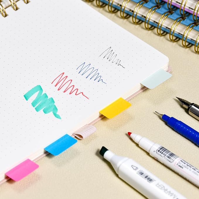 POPRUN Spiral Dotted Journal Notebook, 7-1/4" x 9-1/2" - 120 GSM Thick Paper, 220 Numbered Pages, Hardcover for Men & Women with Pocket, Index Tabs, 8 Perforated Sheets, Haze Blue