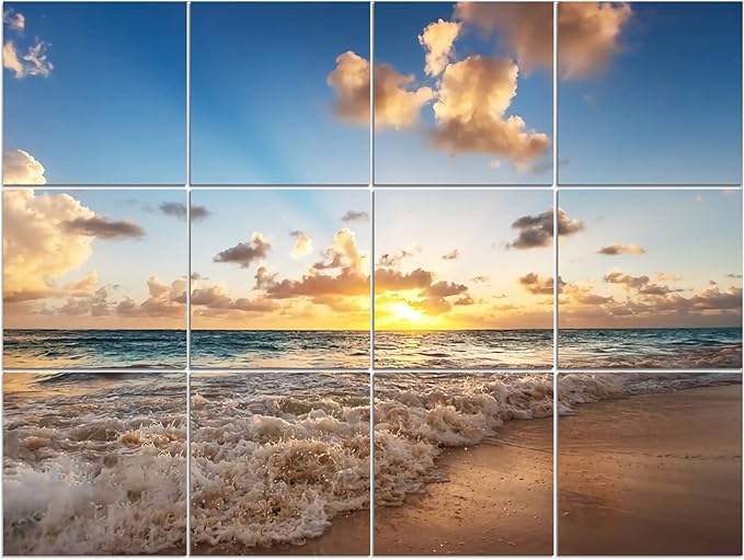 Dmsky Art Acoustic Panels,48“x36”Acoustical Wall Panel, Decorative Sound Absorbing Panel for Walls, Studio Acoustic Treatment Soundproof Wall Panel,12 Pack,Beach