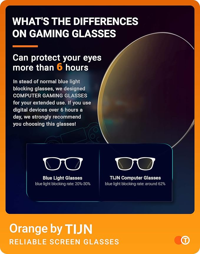 TIJN Gaming Glasses Blue Light Blocking Glasses for Women Men Nerd Eyeglasses Screen Fatigue Anti UV Glare (Transparent(Gaming Glasses))