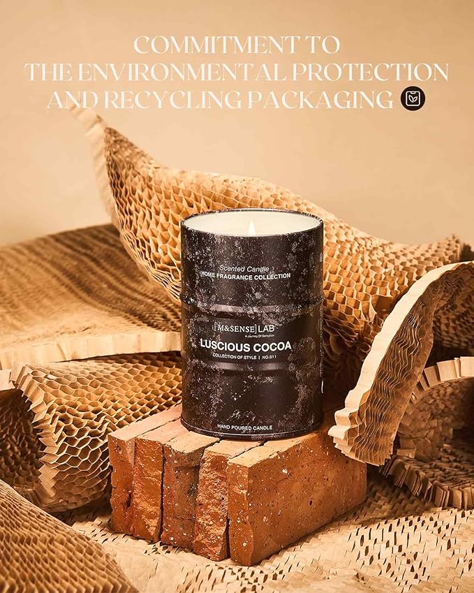 M&SENSE Luscious Cocoa Scented Candles Natural Non Toxic, Aromatherapy Candle for Stress Relief Meditation Relaxing, Housewarming Gifts for Women Men, 11.3oz 70 Hour Long Burning