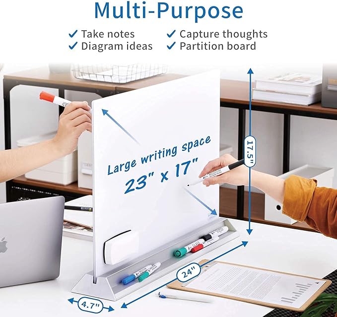 Audio-Visual Direct Magnetic Desktop Memo White Board Planner for Reception & Office (Divider, White)