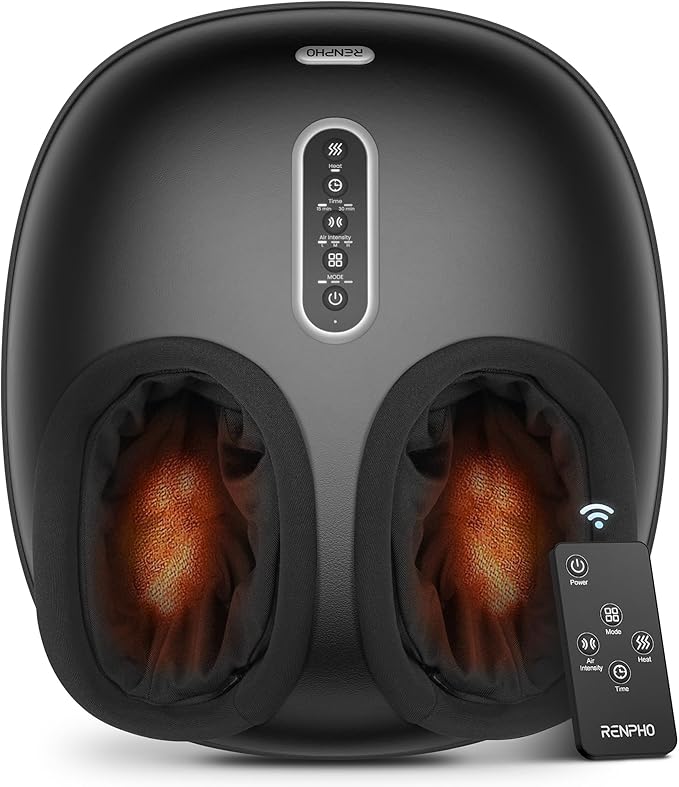 RENPHO Foot Massager with Heat [2025 Upgraded], Shiatsu Foot Massager for Plantar Fasciitis Relief, Feet Massager Neuropathy Pain Relief, Fits up to Size 12 Feet, Birthday Gifts for Women Men