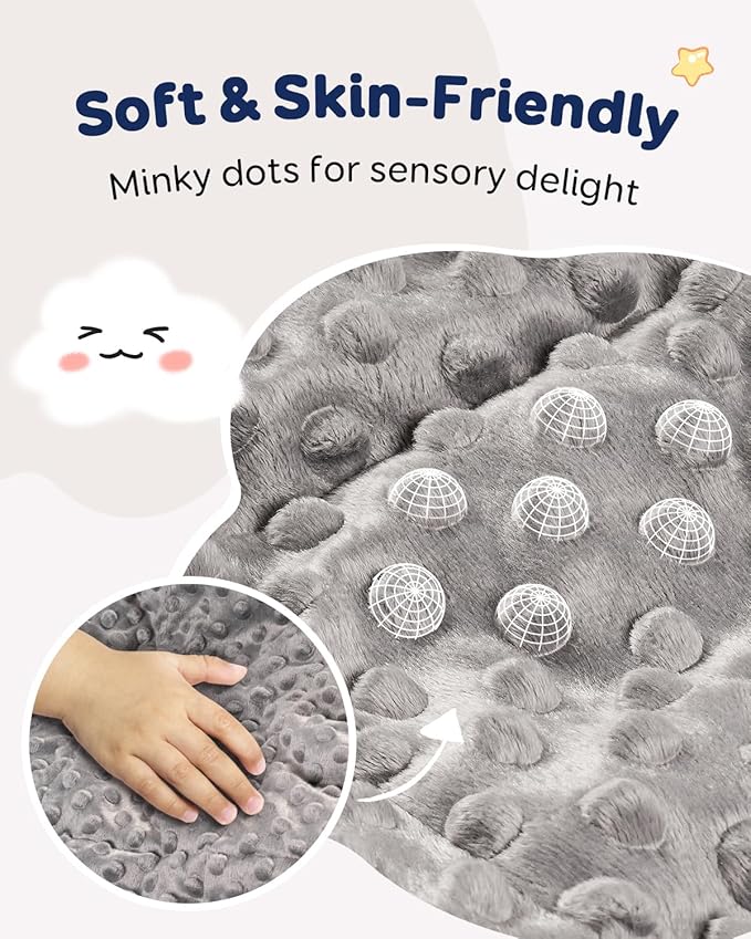 Kivik Weighted Blanket 5lbs, Small Minky Dotted Blankets, Soft Heavy Blanket Throw, Machine Washable, 36 x 48 Inches Grey
