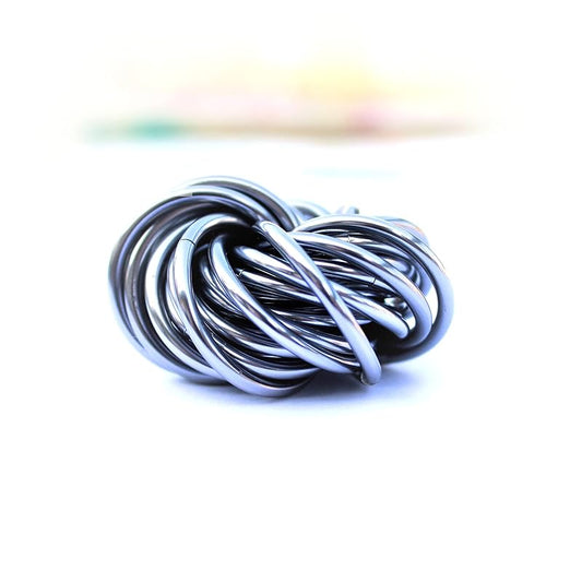 Möbii Fidget Ball (Solid Color): Quiet Mobius ADHD Anxiety Stim Stress Relief Toy Tool for Home Travel Office or Desk (Medium, Full, Mercury Silver)