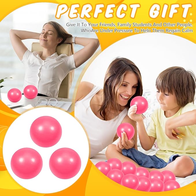 24 Pcs Pink Foam Stress Ball Squeeze Stress Relief Balls for Kids and Adults Hand Exercise Sensory Relief Toys for Anxiety ADHD Autism （Pink）