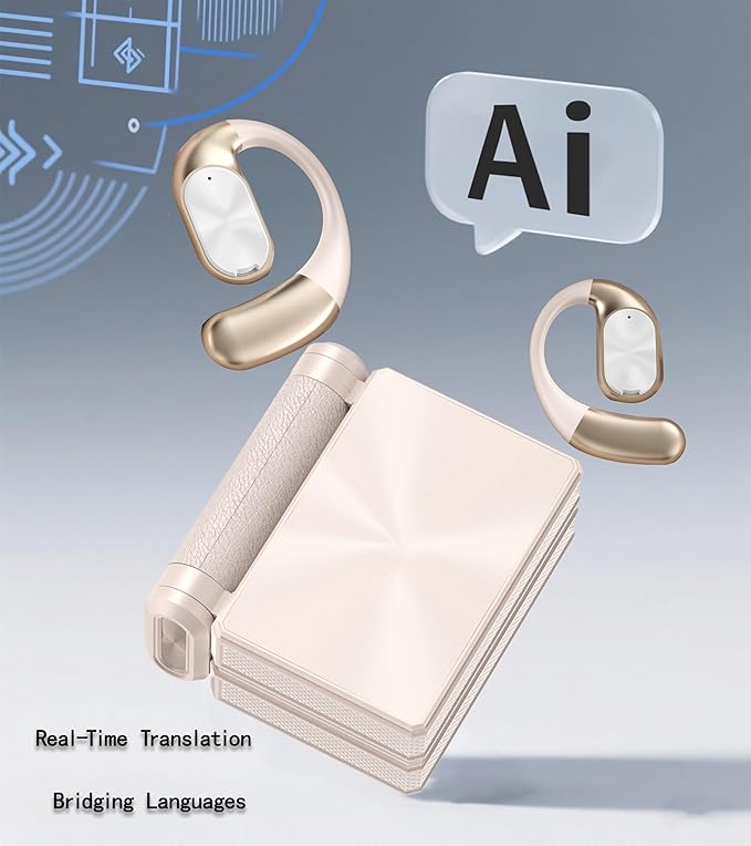 AI6.0 Bluetooth Headphones with Magnetic Protection Case, 156 Languages Support, Translation Earplugs for Wireless Headphones, Suitable for Travel, Business, Meetings and Study as Hearing Devices