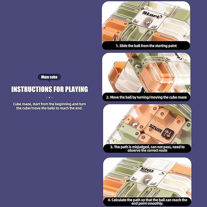 Large 3D Puzzle Maze Cube - Engaging Brain Teaser Toy, High Difficulty 3D Maze Cube & Ball, Stress Relief & Logic Development Puzzle, Spatial Awareness Brain Training Toy Educational Gift (2 PCS)