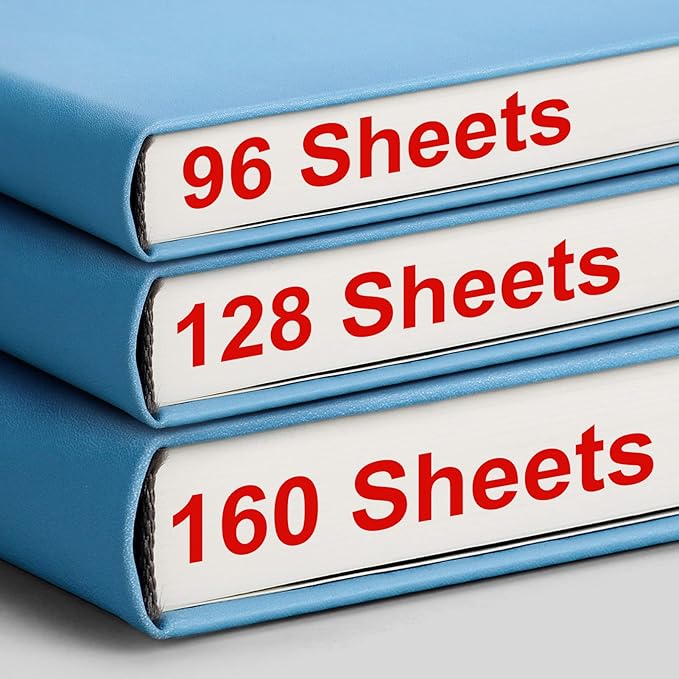 AHGXG Thick Notebook College Ruled, 320 Numbered Pages Lined Journal for Writing, A5 Notebooks for Work, 100gsm Paper, Faux Leather Hardcover, for Women, Men, Note-taking, 5.75'' X 8.38''-LightBlue