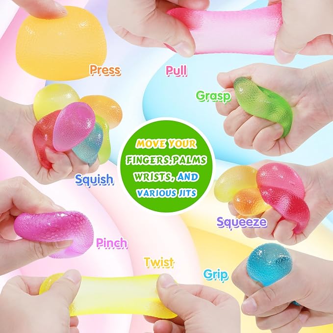 Fidget Toys Squishy 6Pack, Stress Cube Squishies Anxiety Stress Relief, Ice Squishy Stress Cube Sugar Balls, Sensory Toys for Kids with Autism, Fidgets for Classroom Prize Toys (Candy)