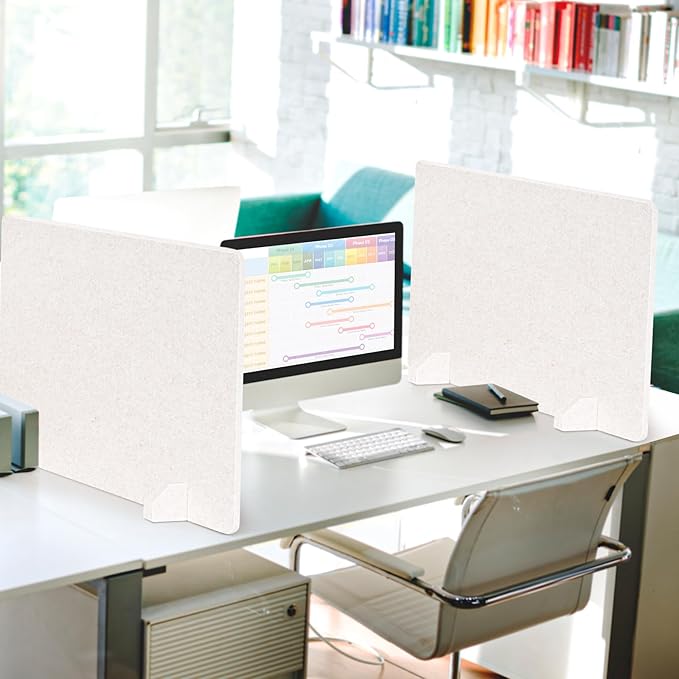 2 Pack Acoustic Desk Dividers - 24" x 20" Freestanding Privacy Panels Set with Noise - Reducing Design Cubicle Sound Proof, Ideal for Office, Classroom, and Home (Light Beige)