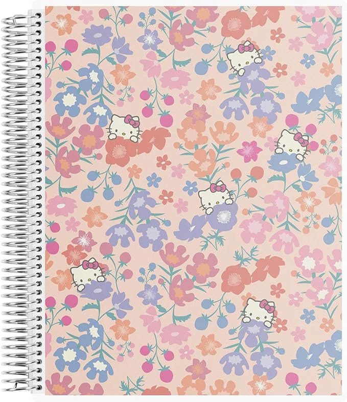 Erin Condren 8.5" X 11" Spiral Bound Dot Grid Journal Notebook - Hello Kitty Meadows, 5Mm Dot Grid, 160 Page Writing, Drawing & Art Notebook, 80Lb Thick Mohawk Paper, Stickers Included
