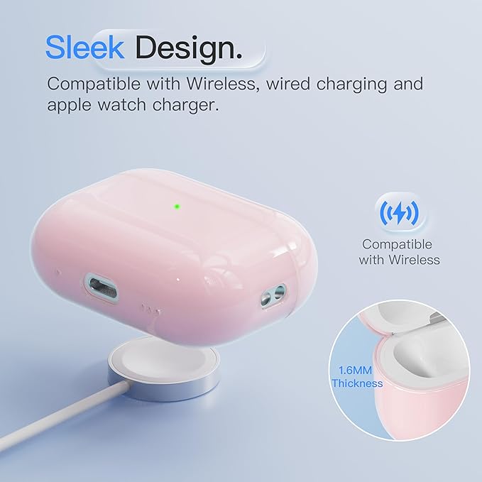 Case for AirPods Pro 3 Never-Sretch-Out DamonLight Shock-Proof Protective Semi Hard Silicone Case Compatible with Apple Airpods Pro 3rd Generation (Pink)