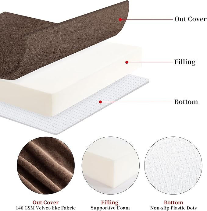 HOMBYS Foam Lumbar Support Pillow for Recliner with Recliner Chair Seat Cushion-Thick Seat Cushion for Elderly with Long Back Support, Extra Large & Non-Slip, Brown