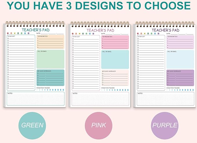 Teacher Notepad - A4 Teacher To Do List Notepad, Spiral Checklist Notebook Organizer for Teachers Notes Task Appointment, Teacher Appreciation Gifts, 8'' x 11'', Green