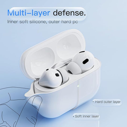 Case for AirPods Pro 3 Never-Sretch-Out DamonLight Shock-Proof Protective Semi Hard Silicone Case Compatible with Apple Airpods Pro 3rd Generation (White)