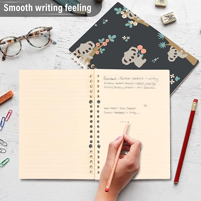 senya Spiral Notebook Ruled 2 Pcs, Koala and Flowers Journals for Study and Notes 60 Pages with Durable Hardcover