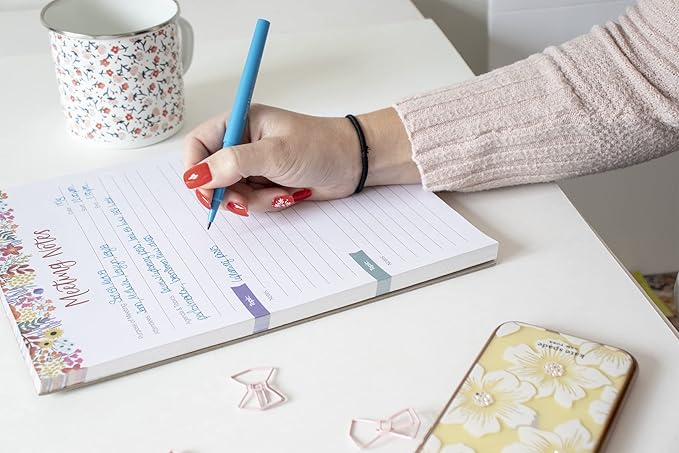 bloom daily planners 8.5" x 11" Double Sided Meeting Pad - Topics, Takeaways, Action Items & Follow-Ups - Undated Meeting Notes Agenda Organizer