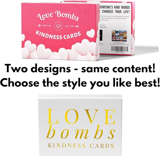 Better Me Love Bombs Kindness Cards – 111 Appreciation & Gratitude Cards, Love Notes for Him & Her, Just Because Gifts, Perfect for Valentine's Day (Red Hearts)