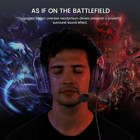 EKSA E900 Headset with Microphone for PC, PS4,PS5, Xbox - Detachable Noise Canceling Mic, 3D Surround Sound, Wired Headphone for Gaming, Computer, Laptop, 3.5MM Jack