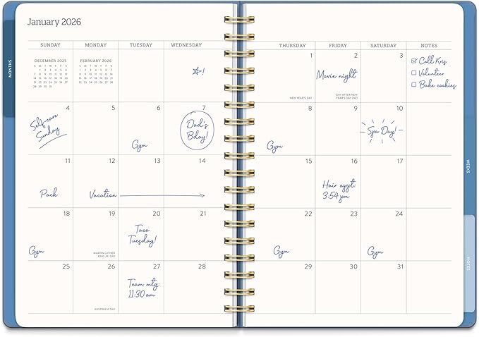 Orange Circle Studio Academic Planner 2025-2026, Amazon Exclusive, Blue Gray, Tri-Tab Planners, 17-Month Triple-Section, August 2025 to December 2026, 9.6" x 7", Weekly Monthly Planner Calendar for School or Work, Note Pages