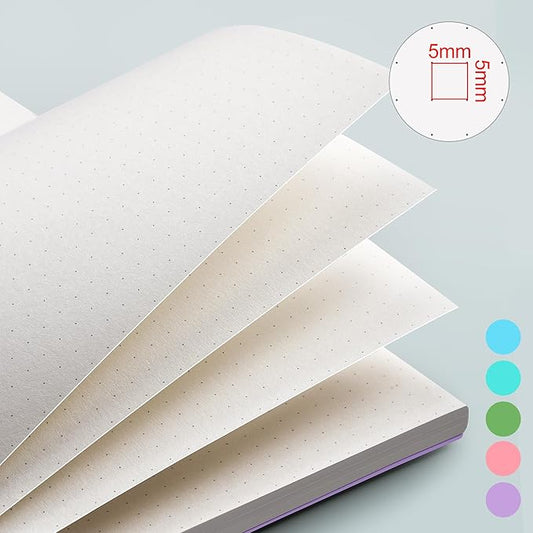 EMSHOI A4 Spiral Notebook Bullet Dotted journal, 11.2" X 8.27", 300 Pages/150 Sheets, 100gsm Dot Grid Paper, Waterproof Softcover, Twin-Wire Binding, for School Work Writing Note Taking-Purple