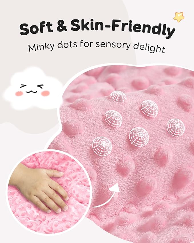 Kivik Weighted Blanket 5 lbs, Small Minky Dotted Blankets, Soft Heavy Blanket Throw, Machine Washable, 36 x 48 Inches Pink