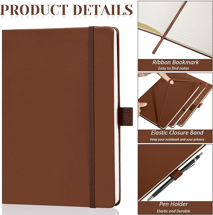 Laumoi 14 Pack Lined Journal Notebooks 5.5 x 8.2 Inch A5 Hardcover Notebook College Ruled Notepad with Pen Holder PU Leather Ruled Lined Journals for School Business Work Writing(Brown)