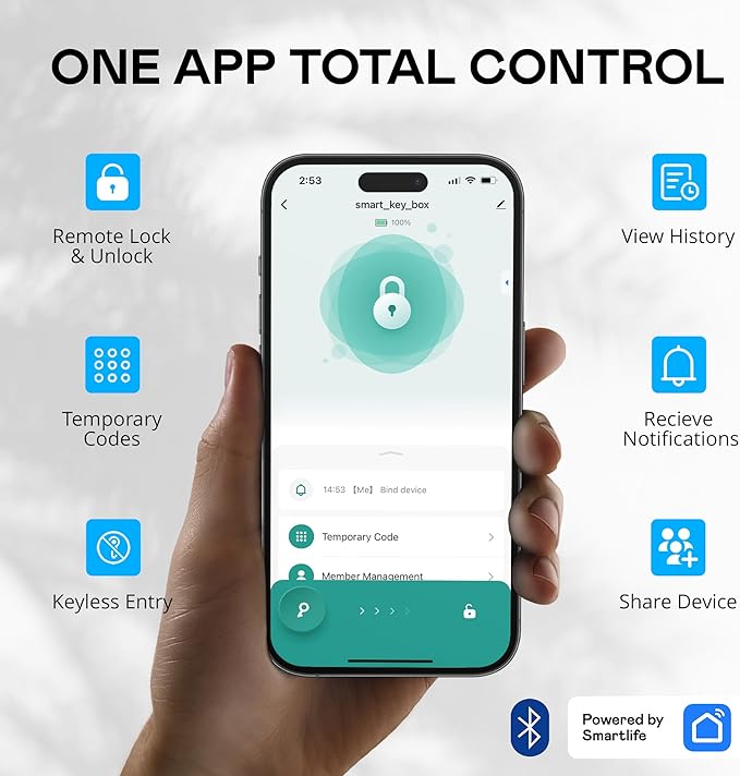 Kingsley Smart Wall Mount Key Lock Box with Bluetooth Keyless Entry, Extra Large for Keys & Access Cards, Auto Lock, App Control, IP65 Waterproof, Secure Code, for Home, Office, & Airbnb (Extra Large)