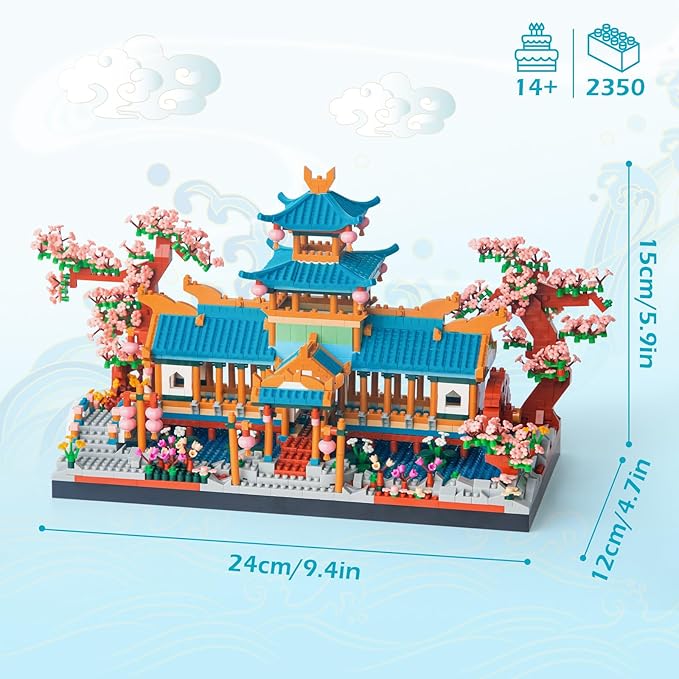Finger Rock Cherry Blossom Bonsai Tree Building Set, Japanese Architecture Sakura Micro Block Building Set for Adults, Collectible Creative Gift for Kids 14+ (2350 Pieces)