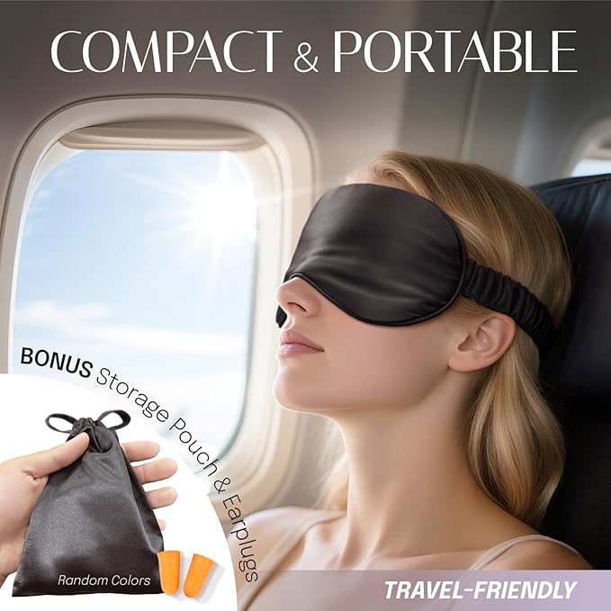 Silk Sleep Mask Eye Mask Blindfold with Double Layer Silk Filling and Elastic Strap for Full Night's Sleep, Travel and Nap, Eye Cover Eyeshade with Luxury Bag and Ear Plugs by OLESILK (Light Plum)