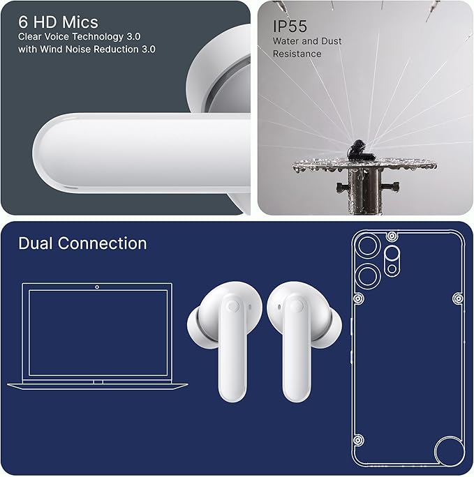 CMF Buds 2 Plus 2025 New Wireless Earbuds Adaptive Noise Cancelling, Hi-Res Audio Bluetooth Headphones, 12mm Drivers for Deep Bass, 50dB ANC 61.5H Playtime, Sport Ear Buds with 6 Mics, Light Grey
