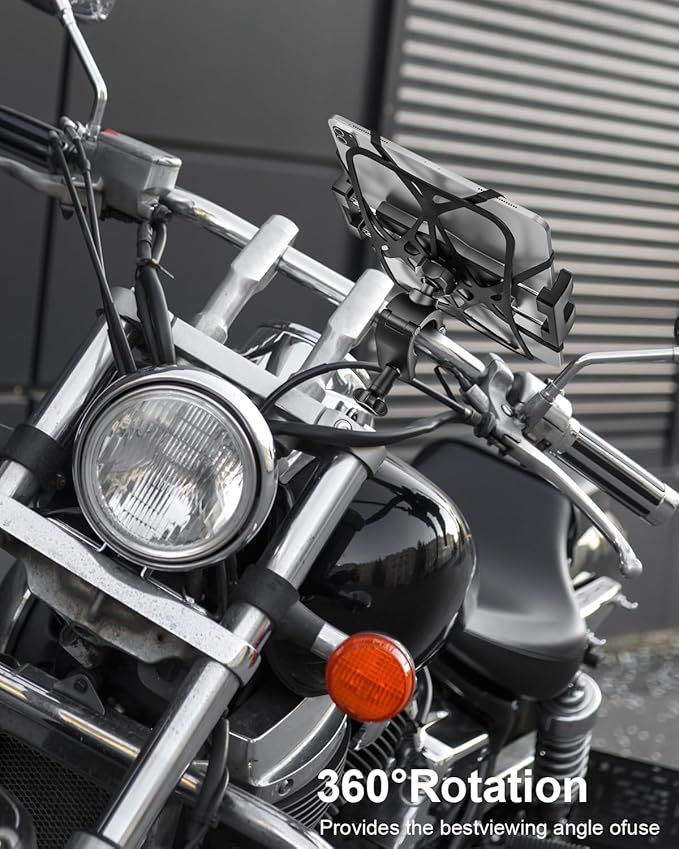 Bike Tablet Mount Holder [Ultra Stable] Motorcycle Tablet Mount for Bicycle Handlebar, Electric Scooter, Mountain, Dirt Bike Clamp- 360° Rotate Suitable for 4.7-13" iPad Pro, Air, Mini, IPhone, Galaxy