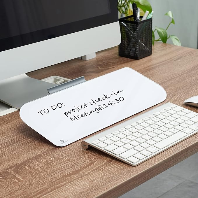 TSJ OFFICE Glass Dry-Erase whiteboard - 16 X 6 Inches Tabletop Easel whiteboard with Stand, Desk Board Buddy for Artist, Teacher and Student