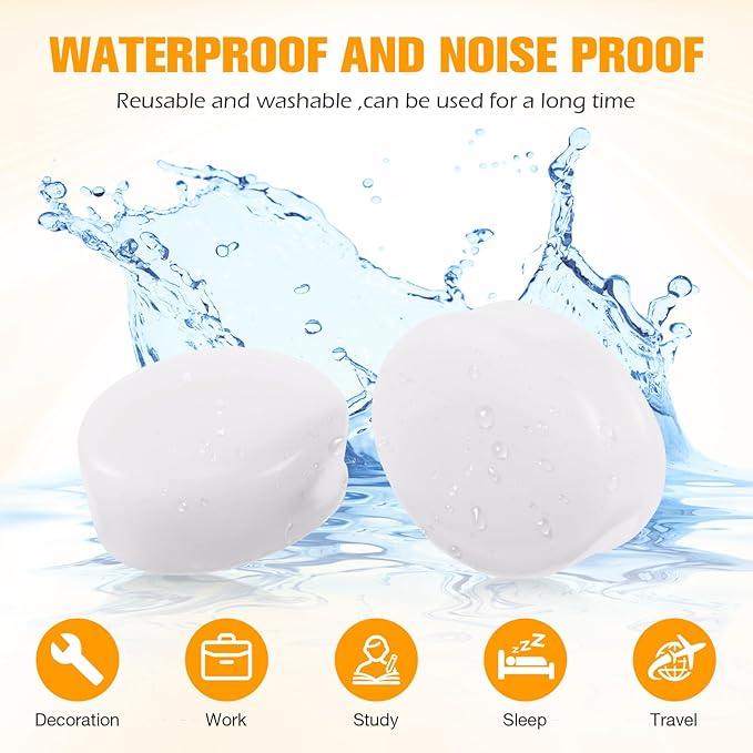 Frienda 21 Pairs Ear Plugs for Sleeping Reusable Moldable Silicone Earplugs Soft Noise Cancelling Earplugs Sound Blocking Ear Plugs with Case for Swimming Concert 32dB NRR (White)