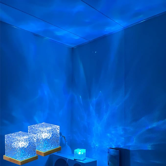 2Pack Aurora Ocean Wave Lights Projector,16 Colors 4 Modes Northern Lights Dimmable Ambient Mood Lighting,Crystal Color Changing Night Light for Bedroom Playroom Room Decor