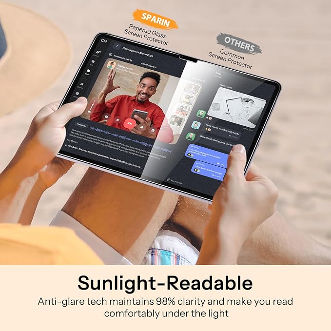 SPARIN Paper Glass Screen Protector for iPad Air 13 Inch M3 2025 & M2 2024 (7th/6th Generation), 2 Pack Tempered Glass with Easy Alignment Tool, Matte Anti-Glare, Write Like on Paper, Apple Pencil Support