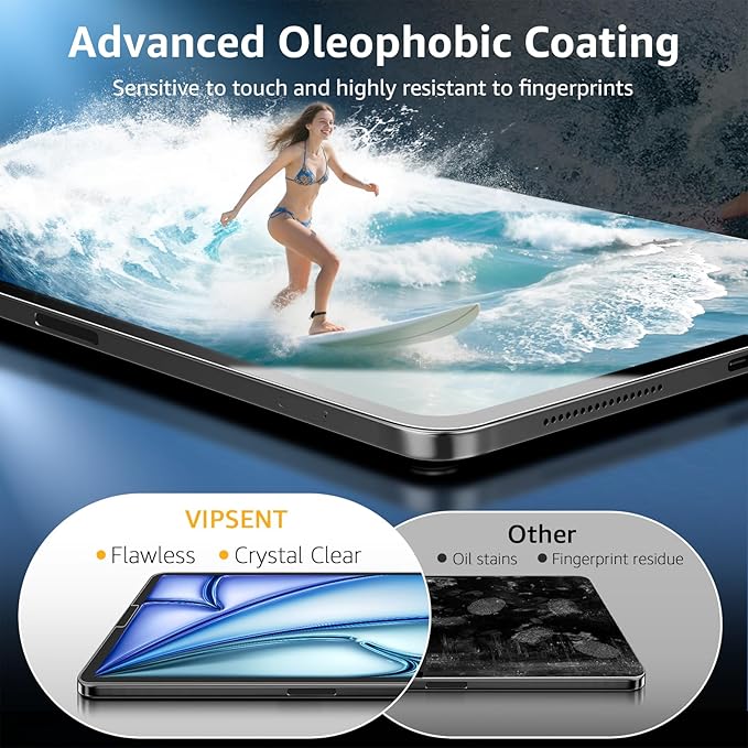 2-Pack Glass Screen Protector for iPad Pro 11-in.(4th 3rd 2nd 1st Gen)& iPad Air 10.9-in. (5th 4th Gen) Military Shatterproof, 9H+ Hardness, Auto-Alignment Frame, Anti-Fingerprint, HD Clear, Scratch Resistant