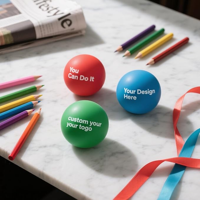 10/50/100 PCS Custom Stress Balls with Logo Text Personalized Stress Balls Bulk for Adults Relief Encouraging for Office,School,Events (Round Stress Ball)