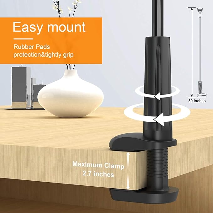 Phone Holder Bed Gooseneck Mount - Flexible Arm 360 Mount Clip Adjustable Bracket Clamp Stand Compatible with Cell Phone 11 Pro XS Max XR X 8 7 6 Plus 5 4, Samsung S10 S9 S8 for Bedroom Desk