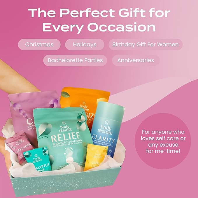 Body Restore Shower Steamers Aromatherapy 15 Pack - Christmas Stocking Stuffers for Men, Birthday Gifts for Women, White Elephant, Relaxation, Self Care - Rose